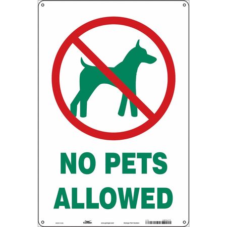 NO PETS ALLOWED, 12 In W X 18 In H, Vertical Rectangle, Aluminum, 485L71