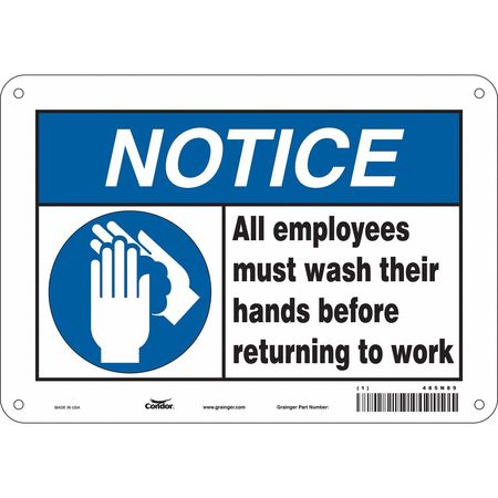 CONDOR Safety Sign, 7 in Height, 10 in Width, Polyethylene, Vertical Rectangle, English, 485N89 485N89