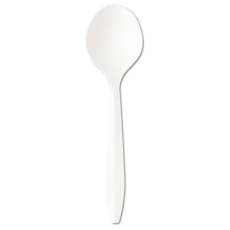 Zoro Select Disposable Spoon, White, Plastic, PK1000, Wrapped/Unwrapped: Unwrapped BWKSOUPMWPPWH