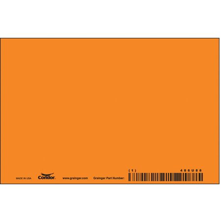 CONDOR Blank Sign, 6" W, 4" H, No Text, Vinyl, Orange 486U88