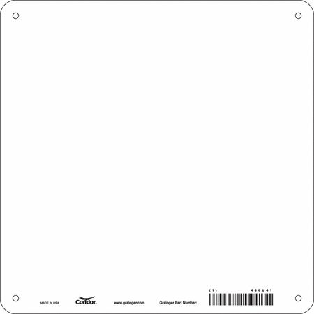 Condor Blank Sign, 10" W, 10" H, No Text, Aluminum, White 486U41