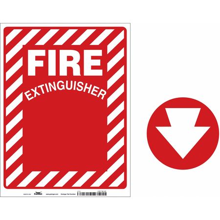 CONDOR Fire Extinguisher Sign, 9" W, 12" H 487D45