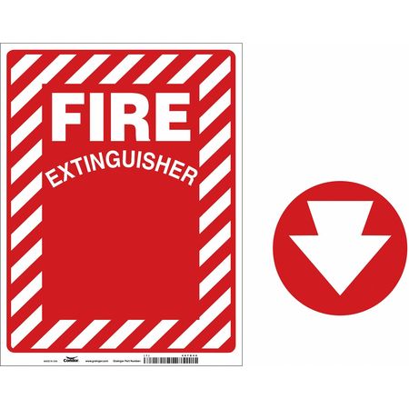 CONDOR Fire Extinguisher Sign, 12 in Height, 9 in Width, Vinyl, Rectangle, English 487D46