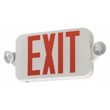 Lithonia Lighting Exit Sign with Emergency Lights, 16 in W, 7 1/4 in H ECC R M6