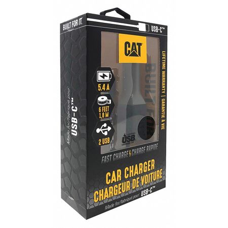 CAT USB Car Charger, Charges Up To 3 Devices CAT-CLA2-USBC
