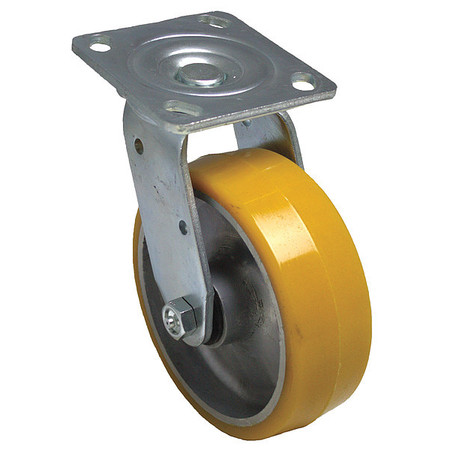 Zoro Select NSF-Listed Plate Caster, 1100 lb. Ld Rating, Roller P21S-UA050R-14