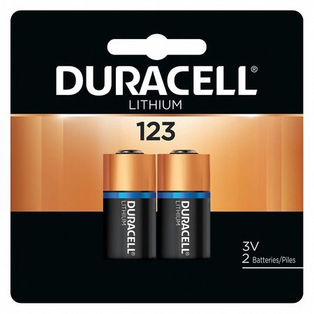 Duracell Battery, Size 123, Lithium, 3V, PK2 DL123