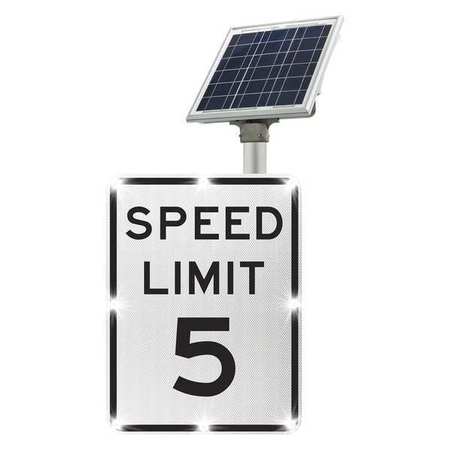 TAPCO Blinkersign, R2-1, 18inx24in, Speed Limit 5, DG3 White, Solar 2180-C00103-5