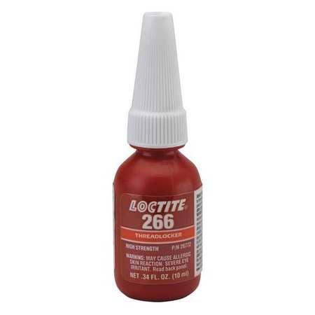 Loctite Threadlocker, LOCTITE 266, Red, High Strength, Liquid, 10 mL Bottle 232327
