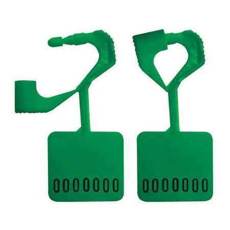 ELC SECURITY PRODUCTS Padlock Stamped Seals 1-15/16" x 1/8", Green, Pk250 092H02PPGR