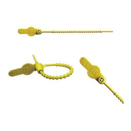 ELC SECURITY PRODUCTS Pull Tight Beaded Molded Seals 5-1/2" x 9/64", Yellow, Pk250 065N14PPYL