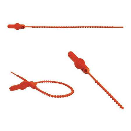 ELC SECURITY PRODUCTS Pull Tight Beaded Molded Seals 8-1/2" x 9/64", Orange, Pk250 065N21PPOR