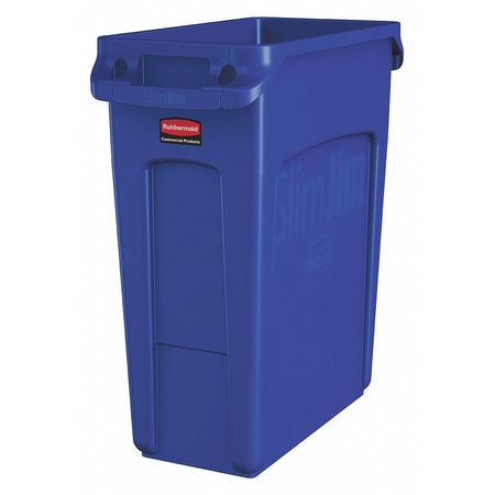 Rubbermaid Commercial 16 gal Rectangular Trash Can, Blue, 11 in Dia, Open Top, High Quality Resin Blend 1971257