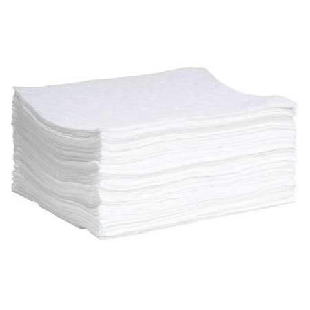 Spilltech Absorbent Pad, 15 gal, 15 in x 19 in, Oil-Based Liquids, White, Polypropylene WPB100S