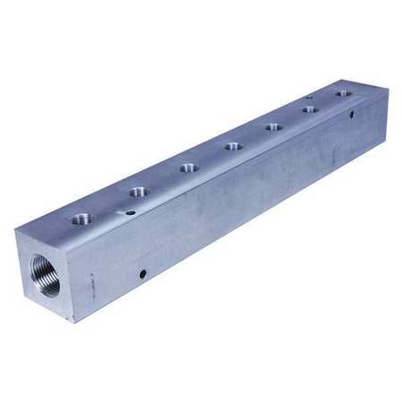 PNEUMADYNE Manifold, Aluminum, 7 Outlets, 16-1/2" L M40-500-7