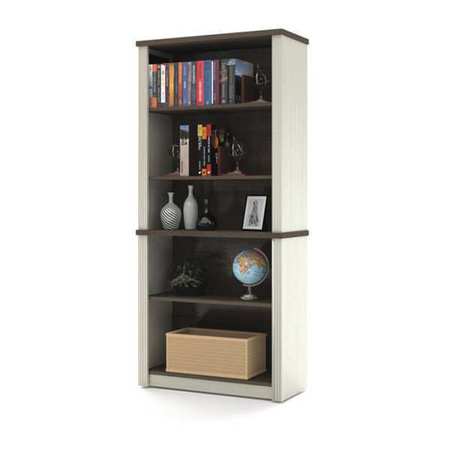 Bestar 5-Shelf Modular Bookcase, 66-13/16"x30-13/16" White/Chocolate 99700-1152