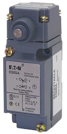 Eaton Heavy Duty Limit Switch, Plunger, 2NC/2NO, 10A @ 600V AC, Actuator Location: Side E50BS1