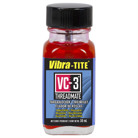 Vibra-Tite Reusable Threadlocker, VIBRA-TITE VC-3, Red, High Strength, Liquid, 30 mL Bottle 21330