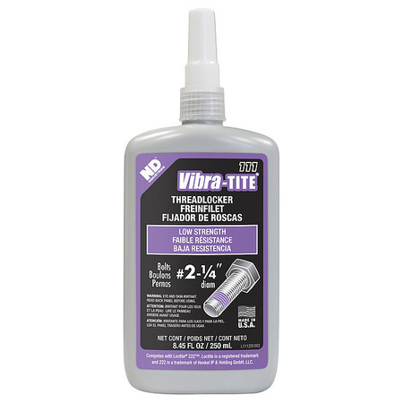 Vibra-Tite Threadlocker, VIBRA-TITE 111, Purple, Low Strength, Liquid, 250 mL Bottle 11125