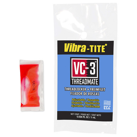 Vibra-Tite Reusable Threadlocker, VIBRA-TITE VC-3, Red, High Strength, Liquid, 1 mL Capsule 21302