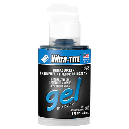 Vibra-Tite Threadlocker, VIBRA-TITE 125, Blue, Medium Strength, Gel, 35 mL Bottle 12535