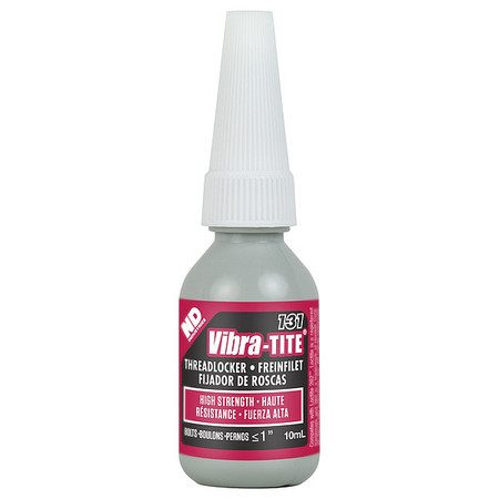 Vibra-Tite Threadlocker, VIBRA-TITE 131, Red, High Strength, Liquid, 10 mL Bottle 13110