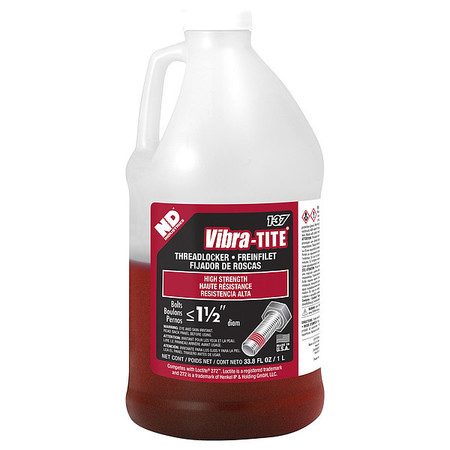 Vibra-Tite Threadlocker, VIBRA-TITE 137, Red, High Strength, Liquid, 1L Bottle 13700