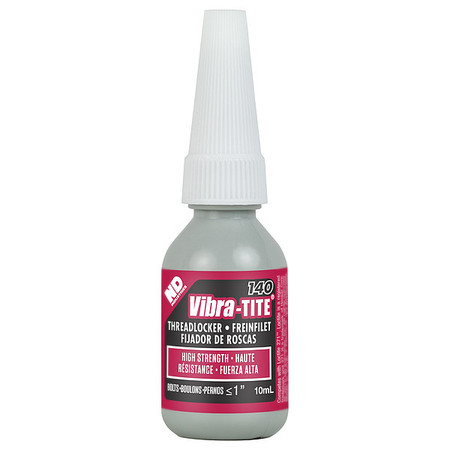Vibra-Tite Threadlocker, VIBRA-TITE 140, Red, High Strength, Liquid, 10 mL Bottle 14010