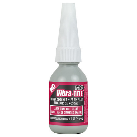 Vibra-Tite Threadlocker, VIBRA-TITE 146, Red, High Strength, Liquid, 10 mL Bottle 14610