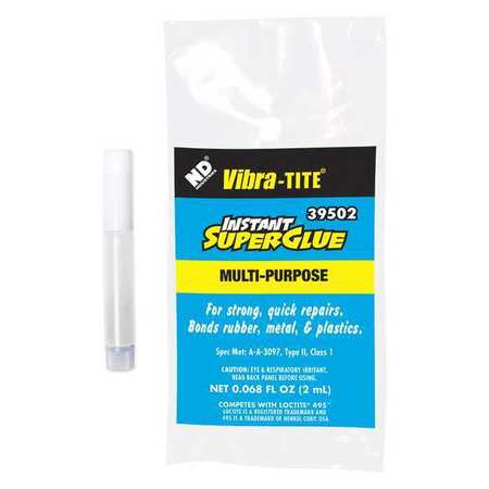 Vibra-Tite Instant Adhesive, 395 Series, Clear, 1 oz, Bottle 39502