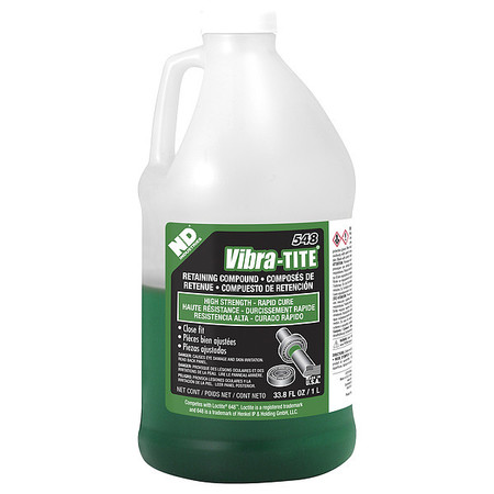 Vibra-Tite Retaining Compound, 548 Series, Green, Liquid, High Strength, 1L Jug 54800