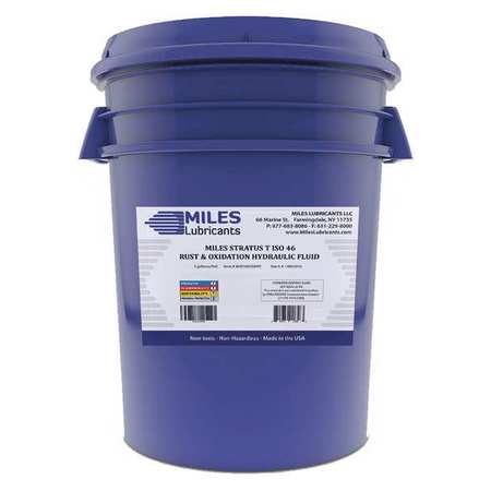 Miles Lubricants 5 gal Rust and Oxidation Oil Pail 46 ISO Viscosity, 20W SAE, Amber M0010020099