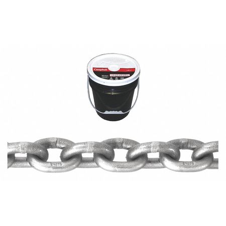 CAMPBELL CHAIN & FITTINGS 3/8" Grade 43 High Test Chain, Bright, 75' per Round Pail T0181613