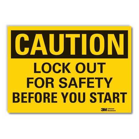 LYLE Caution Sign, 3 1/2 in Height, 5 in Width, Reflective Sheeting, Horizontal Rectangle, English LCU3-0363-RD_5x3.5