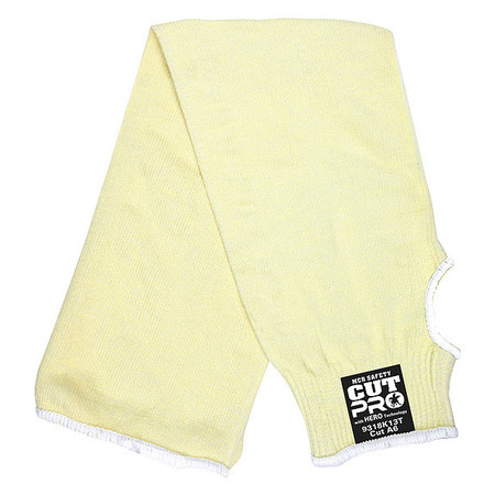 MCR SAFETY Cut-Resistant Sleeve: ANSI/ISEA Cut Level A6, Thumbhole, 18 in Length, Yellow, Knit Cuff 9318K13T