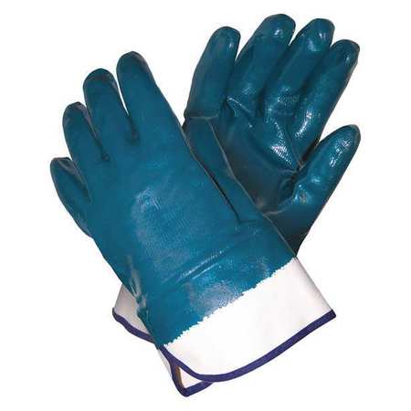 MCR SAFETY Nitrile Coated Gloves, Full Coverage, Blue/White, L, PR 97961L