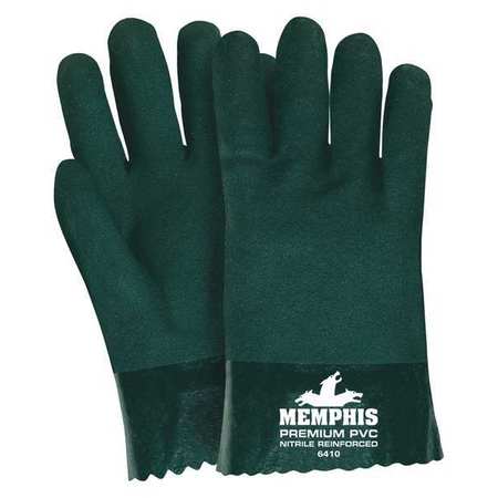 MCR SAFETY 10" Chemical Resistant Gloves, PVC, L, 12PK 6410