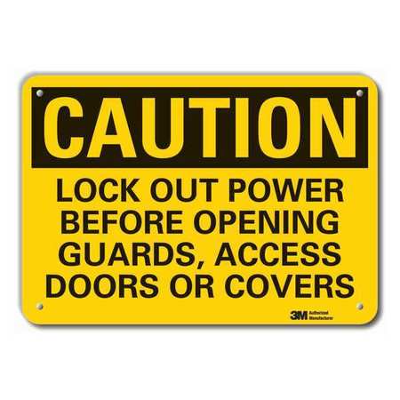 Lyle Caution Sign, 7 in. H, Alum, Lock Out Power LCU3-0452-RA_10x7