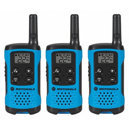 Motorola Two Way Radio, Blue, Alkaline, PK3 T100TP