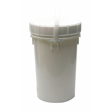 ZORO SELECT Pail, 6.5 gal., Plastic Handle, White, W/Lid MNG8006-WL