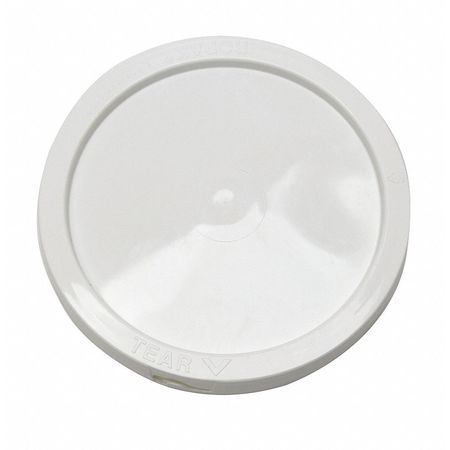 Zoro Select Plastic Pail Lid, White, Tear tab, 1-1/6" H ROP2120CVR-WP-BG