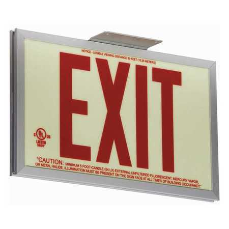 ZORO SELECT Exit Sign, 7 1/2 in x 13 in, Plastic, GRAN11410 GRAN11410