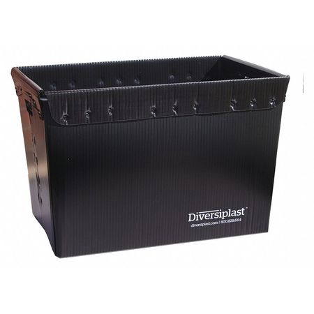 DIVERSI-PLAST Nesting Container, Black, Plastic, 23 in L, 15 in W, 16 in H, 0.4 cu ft Volume Capacity 39833L