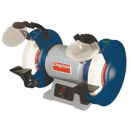 DAYTON Bench Grinder, 8 in Max. Wheel Dia, 3/4 in Max. Wheel Thickness, 60/120 Grinding Wheel Grit 49H004