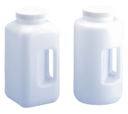 LAB SAFETY SUPPLY Square Bottle, Wide Mouth Bottle, 1.05 gal 49H023