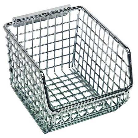 QUANTUM STORAGE SYSTEMS 240 lb Hang & Stack Storage Bin, Wire, 4 1/4 in W, 3 in H, Chrome, 5 1/4 in L QMB510C