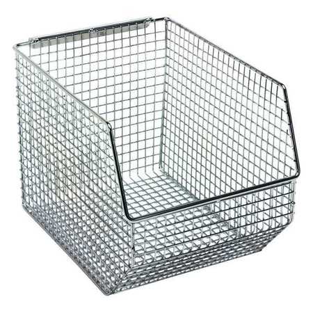 QUANTUM STORAGE SYSTEMS 200 lb Hang & Stack Storage Bin, Wire, 8 in W, 7 in H, Chrome, 10 1/2 in L QMB539C