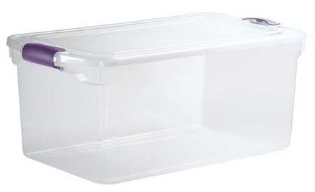 HOMZ Storage Tote, Clear, Polypropylene, 28 3/4 in L, 16 gal Volume Capacity 3441GRPRCL.06