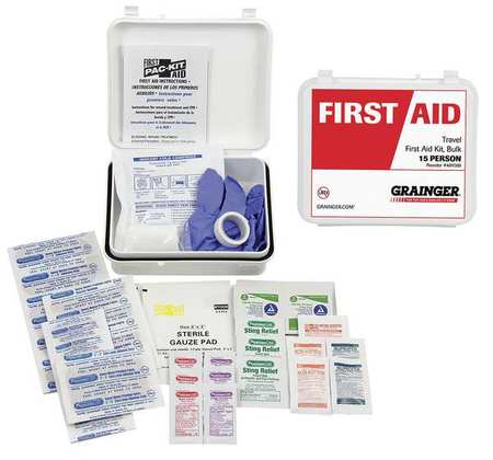 ZORO SELECT Weatherproof Travel First Aid kit, Plastic, 15 Person 54626