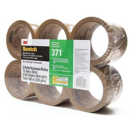 Scotch 373 Carton Tape,Polypropylene,Tan,72Mm X 50M